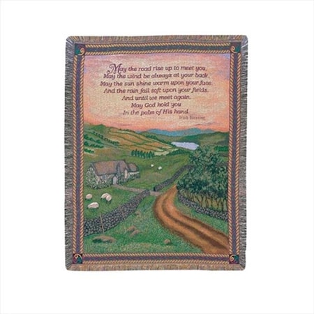 Manual Woodworkers And Weavers ATBOI Blessing Of Ireland Tapestry Throw Blanket Fashionable Jacquard Woven 50 X 60 In.